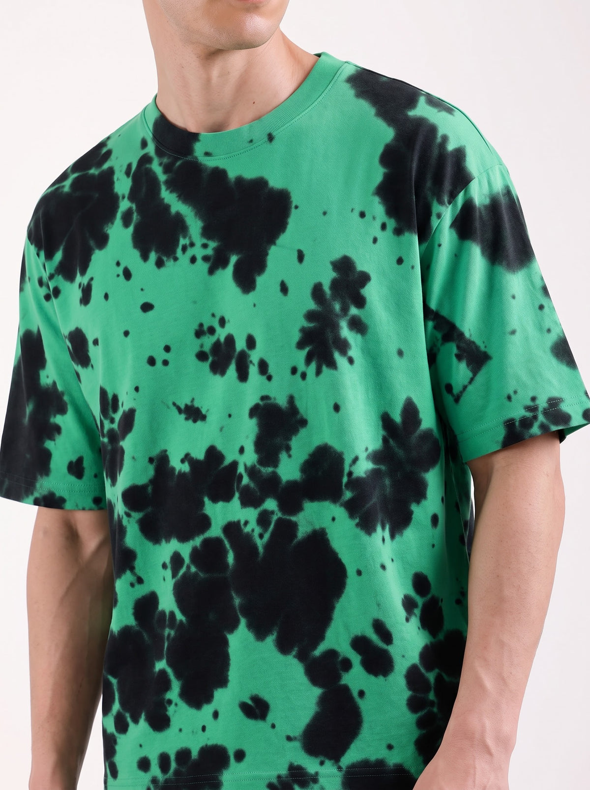 Men's Toxic Green Oversized Tie-Dye T-Shirt