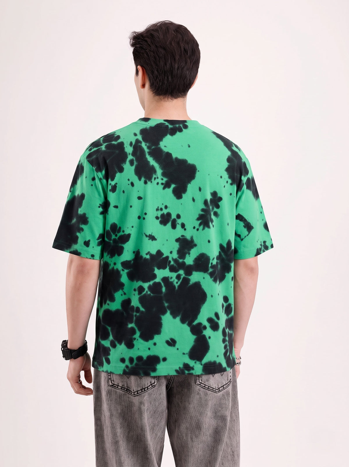 Men's Toxic Green Oversized Tie-Dye T-Shirt
