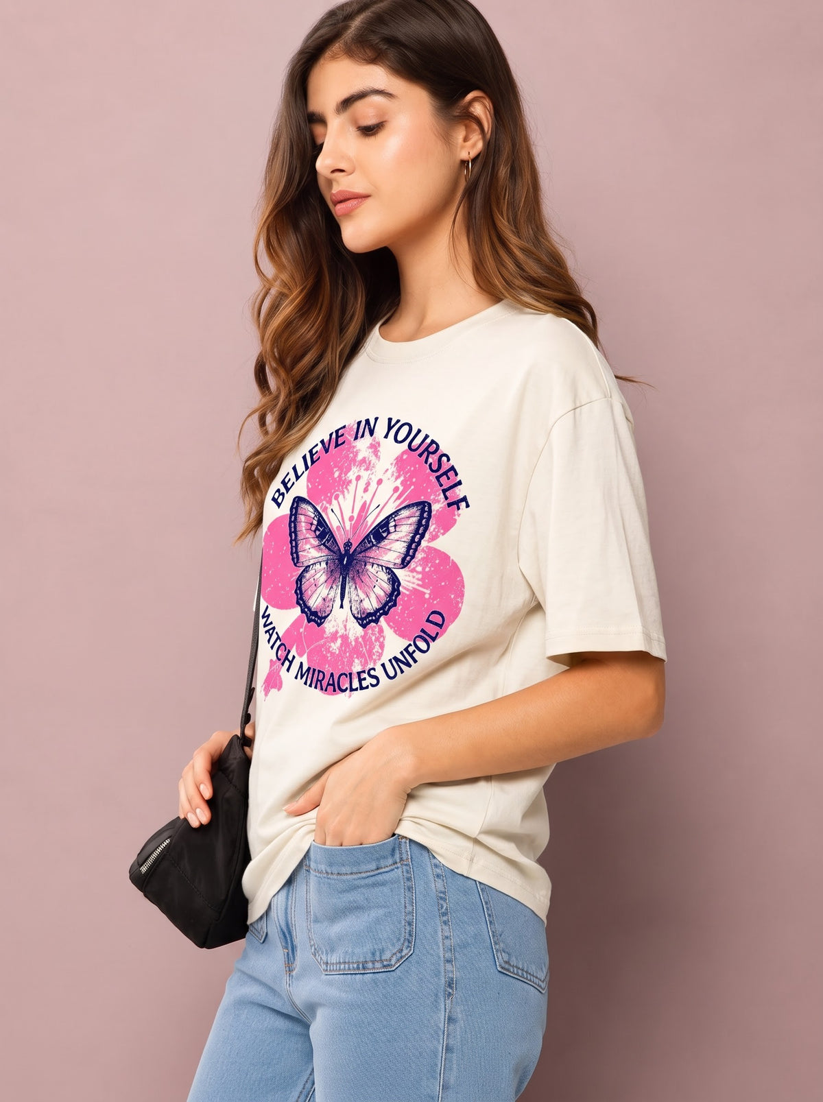 Women’s Believe in Yourself Butterfly Oversized T-Shirt