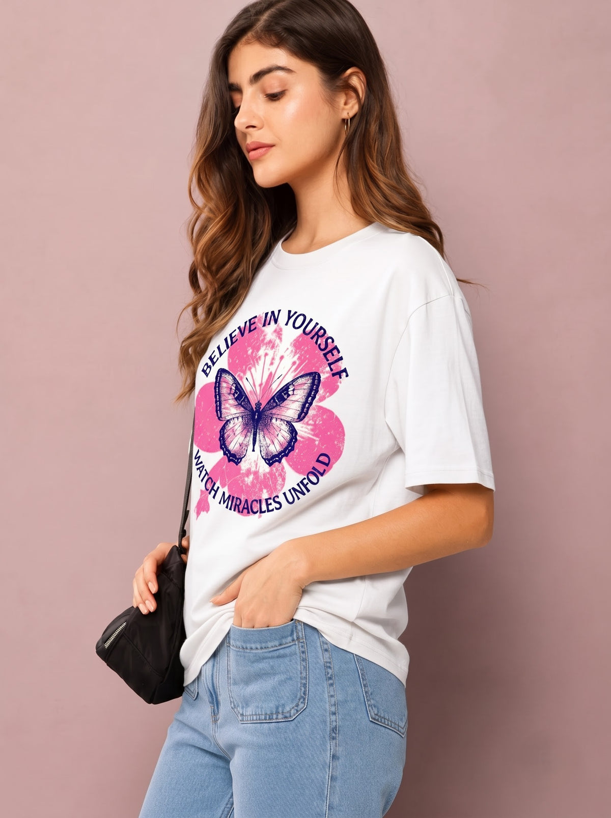 Women’s Believe in Yourself Butterfly Oversized T-Shirt