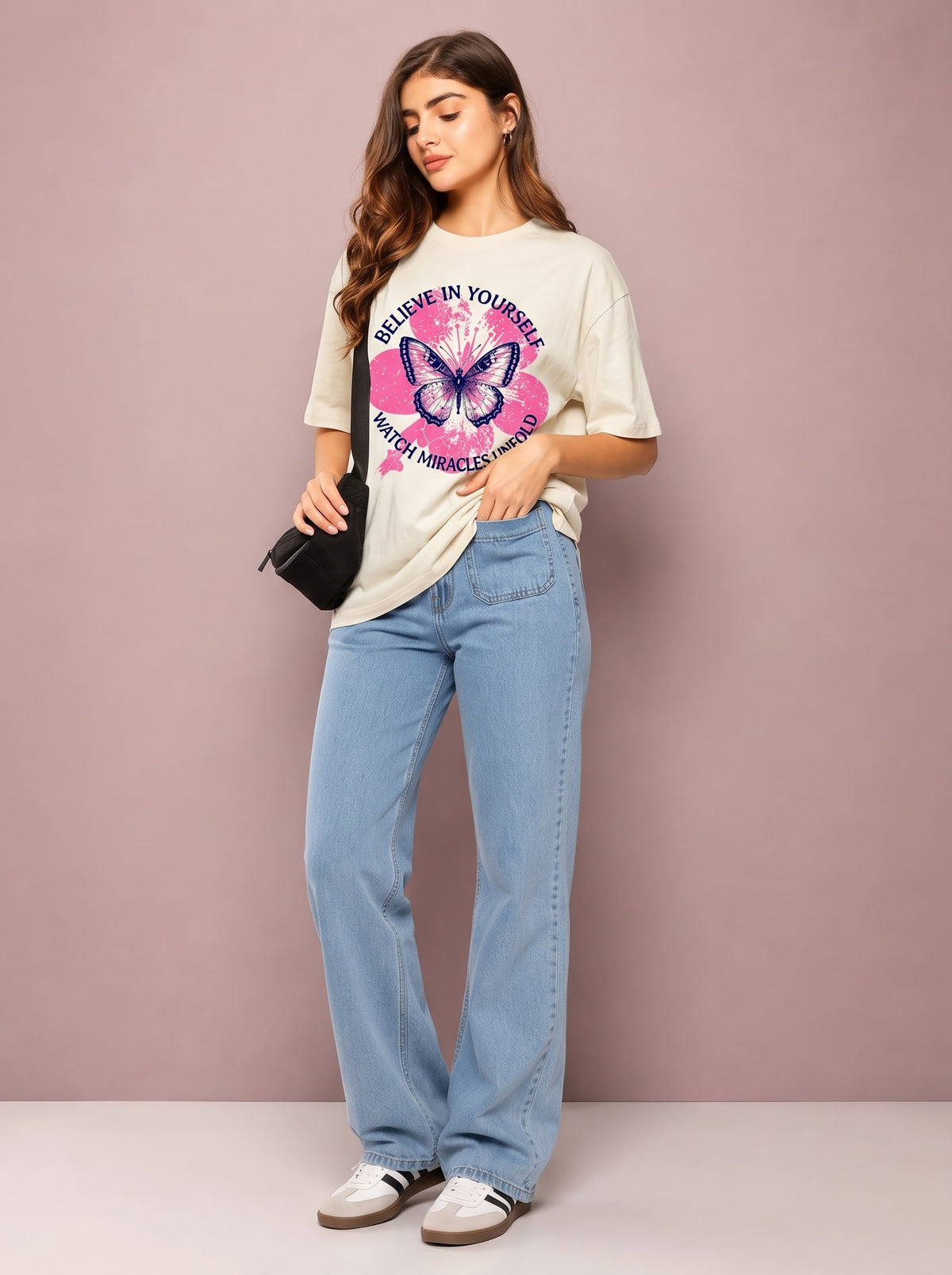 Women’s Believe in Yourself Butterfly Oversized T-Shirt